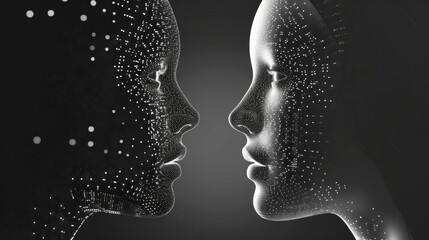 Poster - Two Faces Displaying Dots Emanating