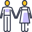 Male and female gender outline icon love and relationship symbol, vector design no background