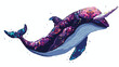 Vector pixel art narwhale isolated cartoon flat vector