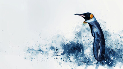 Poster - penguin on textured paint background World penguin day April 25, Penguin Awareness Day Good for banner, poster, greeting card, party card, invitation, advertising, campaign, and social media.