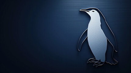 Sticker - 3d penguin on navy blue background World penguin day April 25, Penguin Awareness Day Good for banner, poster, greeting card, party card, invitation, template, advertising, campaign, and social media.