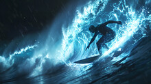 Surfing With A Board That Generates Electricity, Lighting Up The Waves