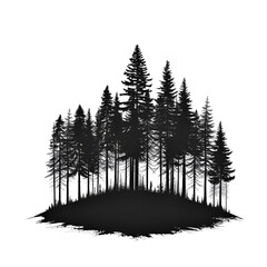 Wall Mural - silhouette of pine forest on white, 
Redwood tree-line silhouette