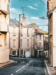 Wall Mural - Street view of old village Poitiers in France