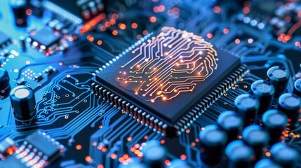 Poster - Computer Chip Placed on Circuit Board