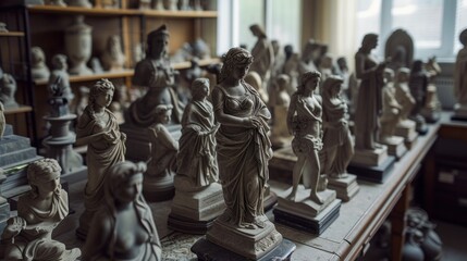 Wall Mural - Collection of antique statues in the museum's storeroom