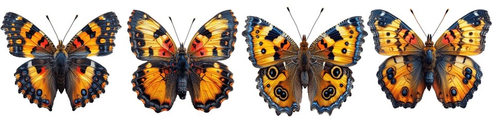 Wall Mural - Set of colorful butterflies isolated on transparent background