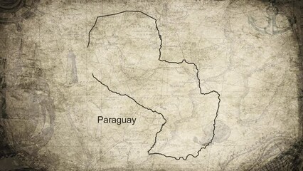 Canvas Print - Paraguay map drawn on a cartography background sheet of paper