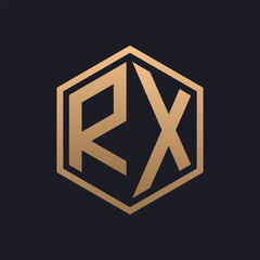Elegant Hexagon Letter RX Logo Design. Initial Luxurious RX Logo Template