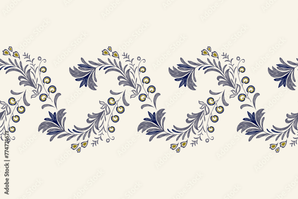 Ethnic Floral pattern vintage seamless embroidery white background ...