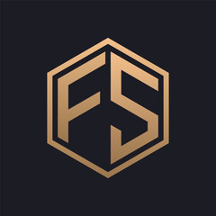 Elegant Hexagon Letter FS Logo Design. Initial Luxurious FS Logo Template