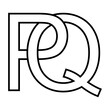 Logo sign pq qp icon double letters logotype p q