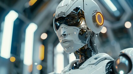 Aufkleber - Robot Standing in Large Room