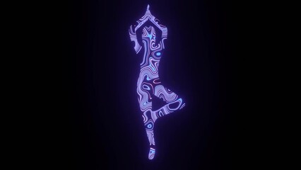 Wall Mural - 4k video animation of beautiful texture or pattern formation on the yoga human body shape, isolated 