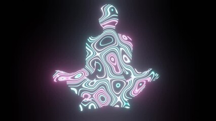 Wall Mural - 4k video animation of beautiful texture or pattern formation on the meditating human body shape, iso