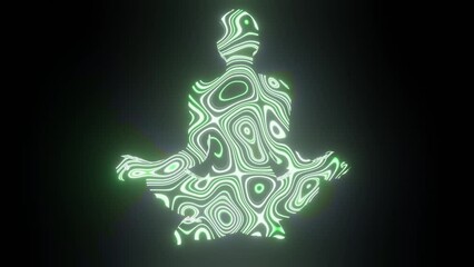 Wall Mural - 4k video animation of beautiful texture or pattern formation on the meditating human body shape, iso