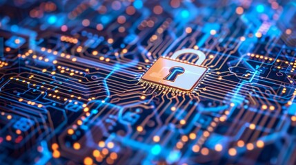 Poster - Circuit Board Secured by Padlock