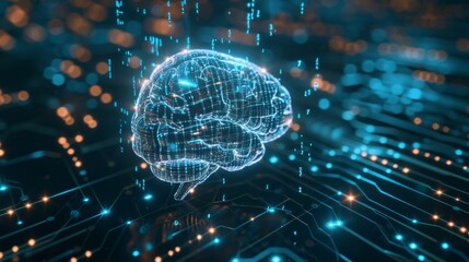 Aufkleber - Brain Model Atop Circuit Board