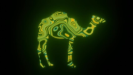 Wall Mural - 4k video animation of beautiful green texture or pattern formation on the camel body shape, isolated