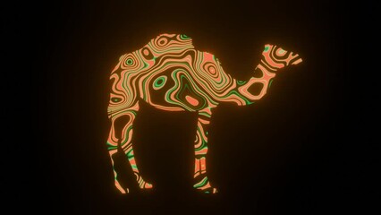Wall Mural - 4k video animation of beautiful yellow texture or pattern formation on the camel body shape, isolate