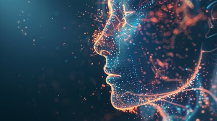 Poster - Woman Face With Glowing Lines and Dots
