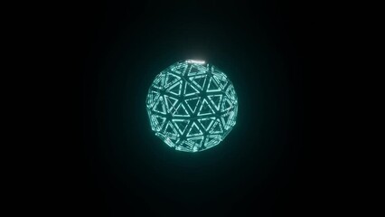Wall Mural - 4k video of abstract golden sphere with moving points. futuristic technology space style on a black 