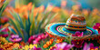 Cinco de Mayo concept - sombrero on colorful background