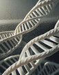 White Colored DNA Helix With Abstract Background, Ai Illustration
