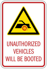 Sticker - Parking auto boot warning sign