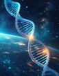 DNA Helix With Universe Background, Ai Illustration