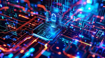 Poster - Computer Circuit Secured With Lock