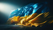 A powerful display of Ukraine's colors, the blue and yellow flag undulates with pride and history