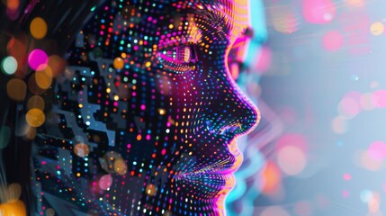 Aufkleber - Digital Representation of Artificial Intelligence Human-Like Face
