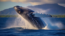A Humpback Whale Jumping Out Of The Water