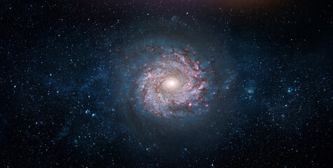 Wall Mural - Space scene with stars in the galaxy. Panorama. Universe filled with stars, nebula and galaxy,. Elements of this image furnished by NASA.