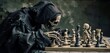 Grim Reaper Sitting and playing chess. Concept of death, memento mori.