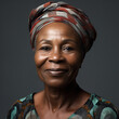 Portrait Happy Smile African American Woman under photo studio light