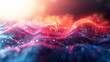 Flowing abstract waves with glowing particles conveying dynamic energy,ai generated
