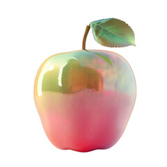 Wall Mural - Pink and green apple with leaf