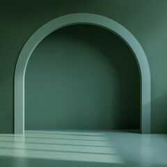 Canvas Print - Arched doorway casting shadow in green room