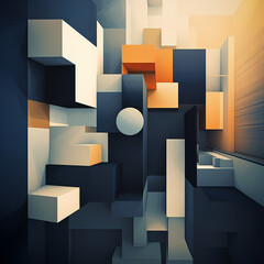 Poster - Abstract architecture with unique geometric shapes