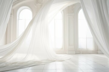 Canvas Print - Luxurious room with flowing white curtains