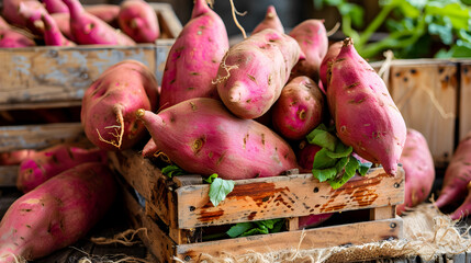 Wall Mural - sweet potatoes in a basket