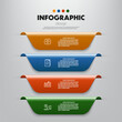 Vector infographic ribbon template diagrame. Business concept 4 step for presentation.