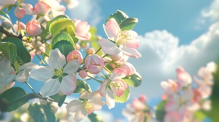 apple bloom against the blue sky