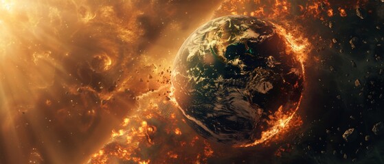 armageddon , planet Earth in space. Global warming, climate change, stop global warming, Mayan apocalypse.