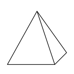 Wall Mural - square pyramid shape, black and white vector illustration of regular polygonal base pyramid