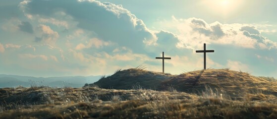 Poster - A hilltop adorned with three crosses