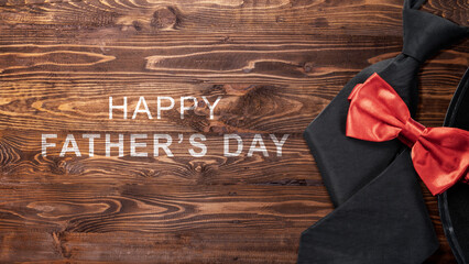 Sticker - Black hat and red bow tie with a Happy Father's Day message