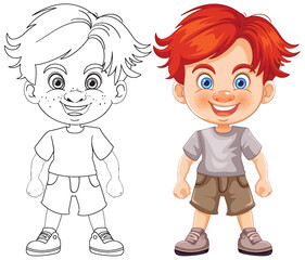 Poster - Vector illustration of a boy, colored and outlined